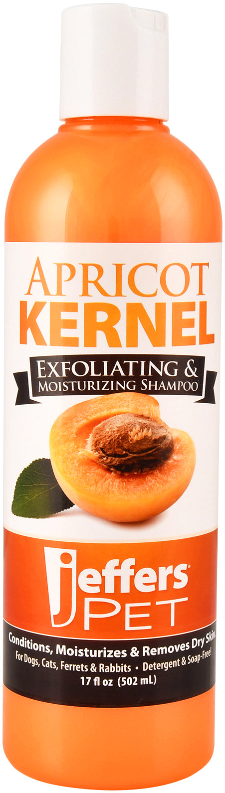Jeffers Pet Apricot Kernel Exfoliating & Moisturizing Shampoo for Dogs & Cats, 17 oz - Concentrated Coconut Based Formula, Soap Free, Gentle Coat Cleansing, Vitamin Enriched Grooming Care, USA Made
