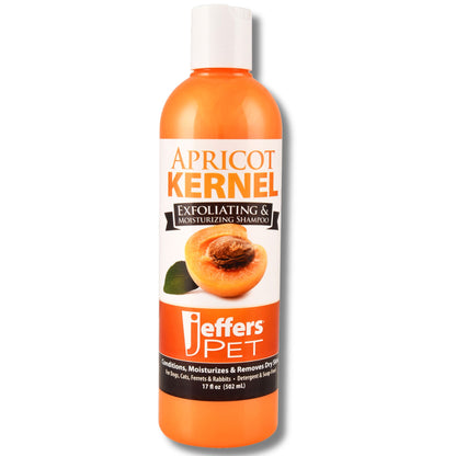 Jeffers Pet Apricot Kernel Exfoliating & Moisturizing Shampoo for Dogs & Cats, 17 oz - Concentrated Coconut Based Formula, Soap Free, Gentle Coat Cleansing, Vitamin Enriched Grooming Care, USA Made
