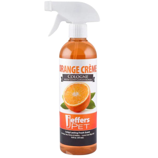 Jeffers Pet Colognes with Coat Conditioner for Dogs & Cats 16 oz - Soap & Detergent Free Grooming Spray for Fresh, Odor Control, Silky Coat & Home Freshening, Safe Formula, Made in USA - Orange Crème