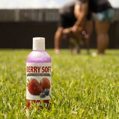 Jeffers Moisturizing Pet Shampoo, Berry Soft Scent, 17 oz - Coconut Based, Detergent Free & Soap Free, pH Balanced, with Vitamins A D E, for Dogs Cats Ferrets Rabbits, Made in the USA, Healthy Coat