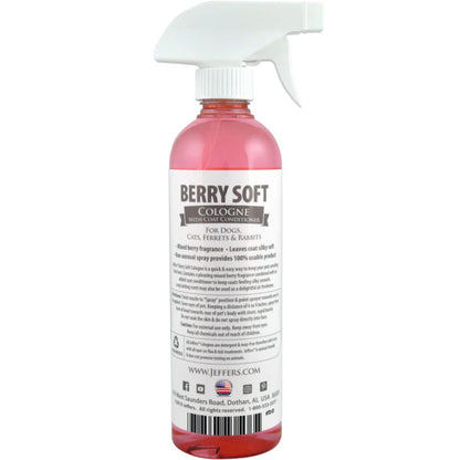 Jeffers Pet Colognes with Coat Conditioner for Dogs & Cats 16 oz - Soap & Detergent Free Grooming Spray for Fresh, Odor Control, Silky Coat & Home Freshening, Safe Formula, Made in USA - Berry Soft