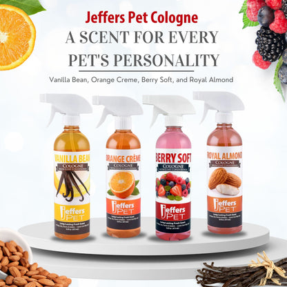 Jeffers Pet Colognes with Coat Conditioner for Dogs & Cats 16 oz - Soap & Detergent Free Grooming Spray for Fresh, Odor Control, Silky Coat & Home Freshening, Safe Formula, Made in USA - Vanilla Bean