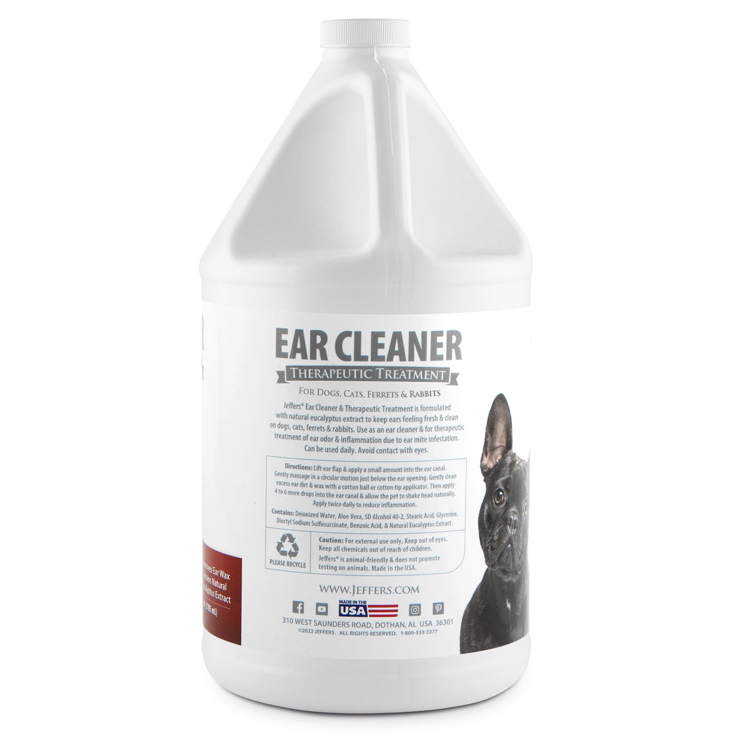 jeffers pet ear cleaning solution for dogs, cats & puppies, 128 oz – aloe vera ear wash for wax & odor removal, itchy ear comfort, routine ear hygiene, home grooming, travel friendly pet care