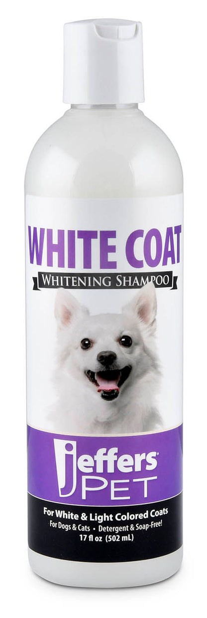 Jeffers Pet White Coat Shampoo for Dogs & Cats, 17 oz - Soap Free Coconut Cleanser with Vitamins A D E & Glycerin, Deodorizing Berry Scent Grooming Shampoo, Concentrated Bleach Free Formula, USA Made