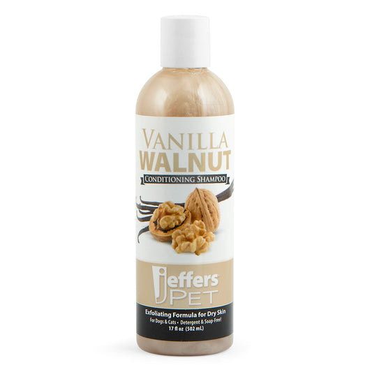 Jeffers Pet Vanilla Walnut Conditioning Dog & Cat Shampoo, 17 oz – Deodorizing Grooming Wash, Coconut Based Soap Free Formula, Walnut Oil & Vanilla Extract, Vitamins A D E, Concentrated Coat Care