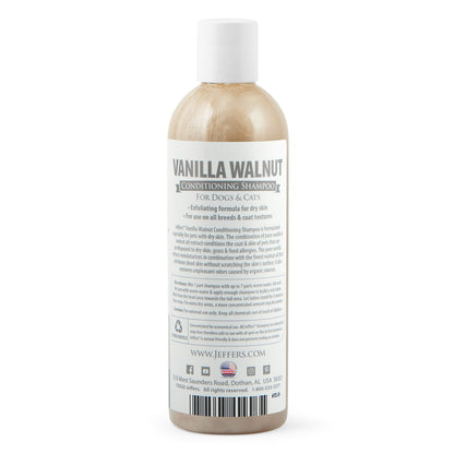 Jeffers Pet Vanilla Walnut Conditioning Dog & Cat Shampoo, 17 oz – Deodorizing Grooming Wash, Coconut Based Soap Free Formula, Walnut Oil & Vanilla Extract, Vitamins A D E, Concentrated Coat Care