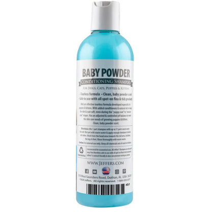 Jeffers Pet Baby Powder Tearless Shampoo for Puppies & Kittens, 17 oz - Concentrated Deodorizing Shampoo for Dogs & Cats with Natural Oils & Conditioners, pH Balanced, Soap Free Formula, Made in USA