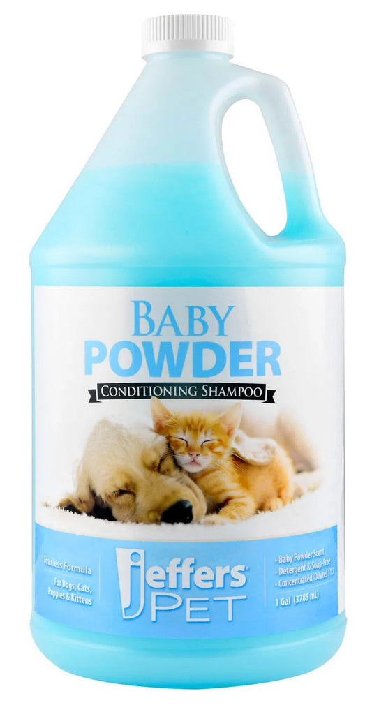 Jeffers Baby Powder Scent Conditioning Shampoo for Dogs, Cats, Puppies & Kittens – Gentle, Soap Free Formula with Natural Oils – Odor Eliminating, Safe Coat Care, Hypoallergenic Pet Shampoo,  1 Gal
