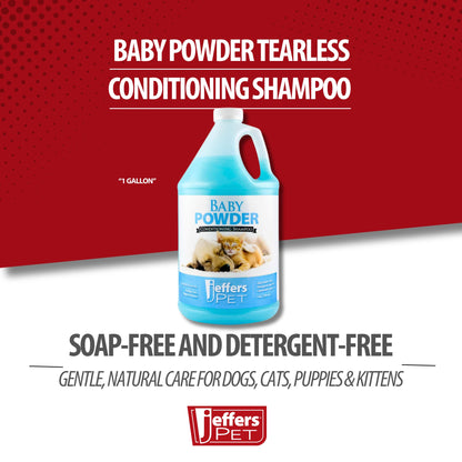 Jeffers Baby Powder Scent Conditioning Shampoo for Dogs, Cats, Puppies & Kittens – Gentle, Soap Free Formula with Natural Oils – Odor Eliminating, Safe Coat Care, Hypoallergenic Pet Shampoo,  1 Gal