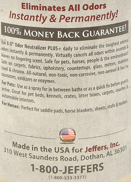 jeffers x-o pet odor neutralizer plus & cleaner concentrate, 16 oz - non enzyme, multi-surface deodorizer with light fresh scent for dogs, cats, horse & people, urine odor remover, makes 1 gallon