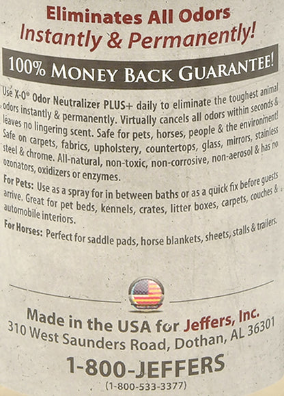 Jeffers X-O Pet Odor Neutralizer Plus & Cleaner Concentrate, 16 oz - Non Enzyme, Multi-Surface Deodorizer with Light Fresh Scent for Dogs, Cats, Horse & People, Urine Odor Remover, Makes 1 Gallon