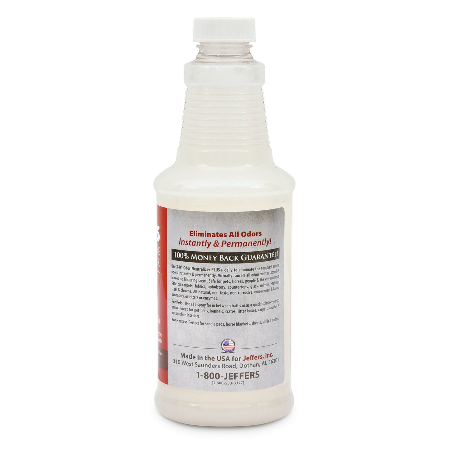 jeffers x-o pet odor neutralizer plus & cleaner concentrate, 16 oz - non enzyme, multi-surface deodorizer with light fresh scent for dogs, cats, horse & people, urine odor remover, makes 1 gallon