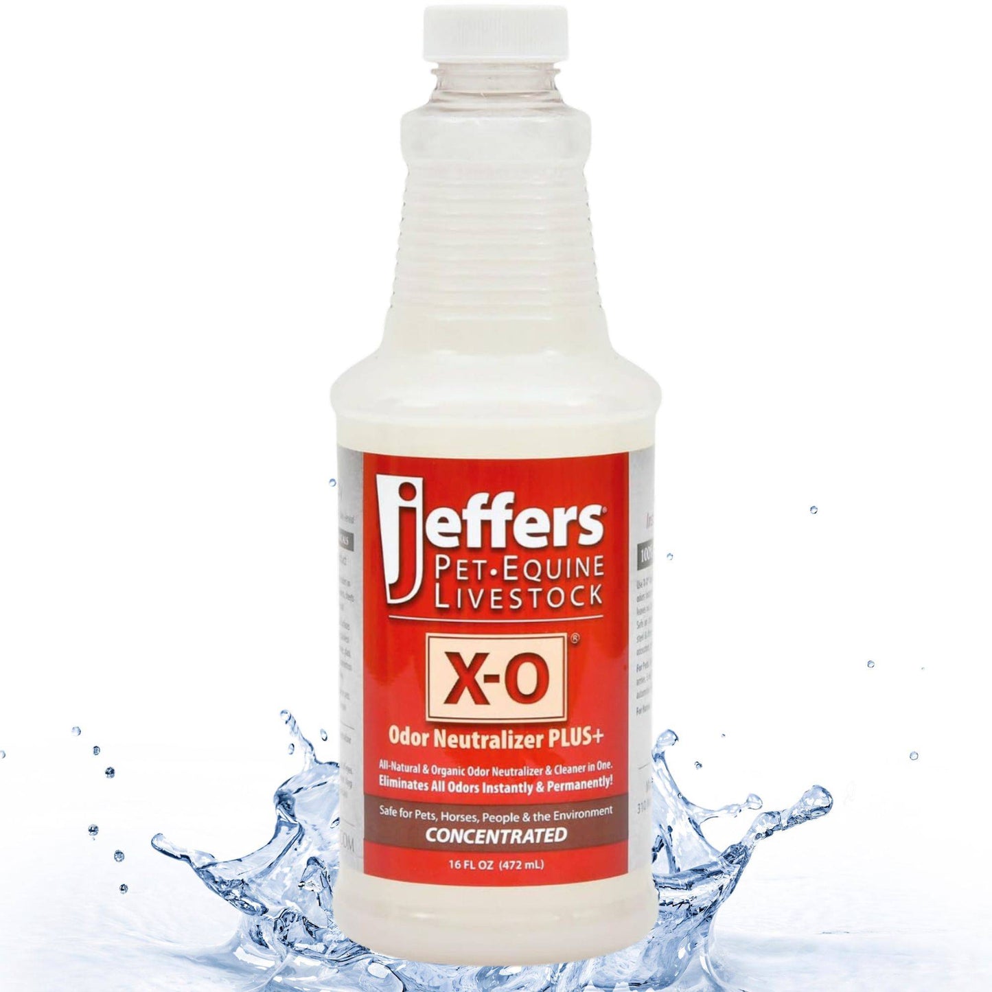 jeffers x-o pet odor neutralizer plus & cleaner concentrate, 16 oz - non enzyme, multi-surface deodorizer with light fresh scent for dogs, cats, horse & people, urine odor remover, makes 1 gallon