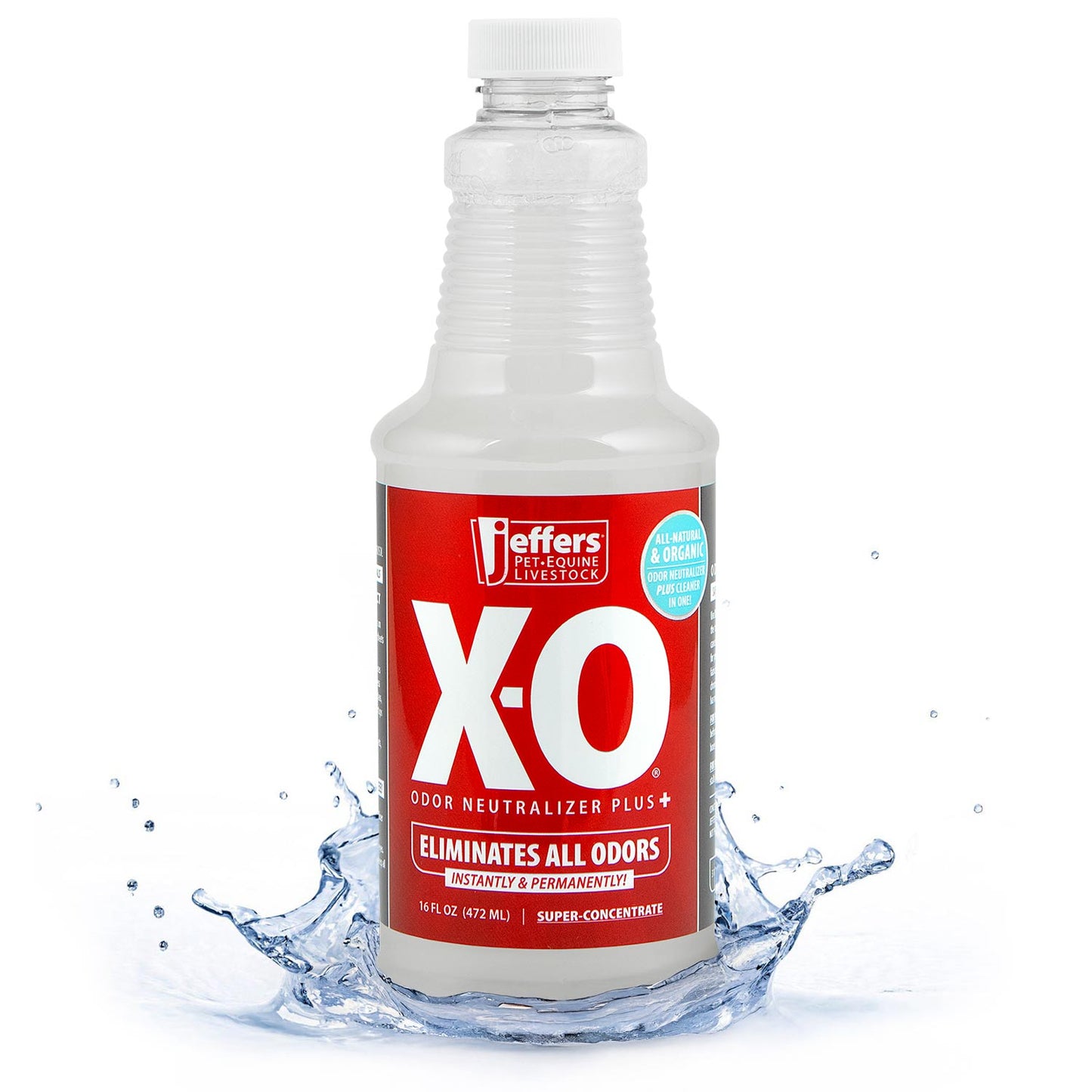 jeffers x-o pet odor neutralizer plus & cleaner concentrate, 16 oz - non enzyme, multi-surface deodorizer with light fresh scent for dogs, cats, horse & people, urine odor remover, makes 1 gallon