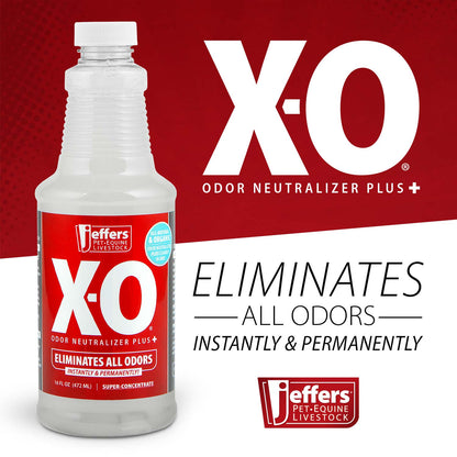 Jeffers X-O Pet Odor Neutralizer Plus & Cleaner Concentrate, 16 oz - Non Enzyme, Multi-Surface Deodorizer with Light Fresh Scent for Dogs, Cats, Horse & People, Urine Odor Remover, Makes 1 Gallon
