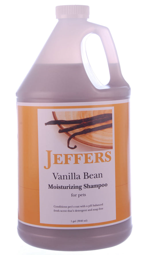 Jeffers Pet Vanilla Bean Moisturizing Shampoo for Dogs & Cats, 128 oz - Concentrated Deodorizing Shampoo, Moisturizing Formula for Dry Skin, Detergent Free, pH Balanced, Coconut Based, Made in USA