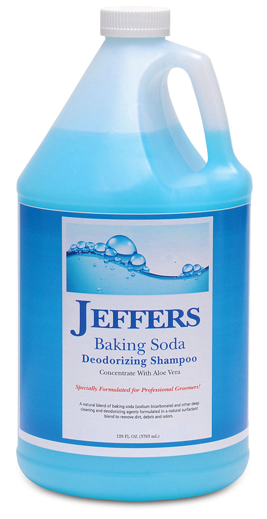 Jeffers Pet Tearless Shampoo Baking Soda Deodorizing w/ Aloe Vera, 128 oz - Gentle Soap Free Dog & Cat Cleanser, Coat Cleaning, Odor Grooming Control, Moisturizing Pet Bath Formula, Baby Powder Scent