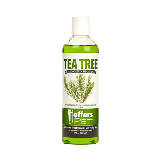 Jeffers Pet Tea Tree (Melaleuca) Dog Shampoo, 17 Oz - Medicated Style Grooming Wash for Dogs, Coconut Based, Soap & Detergent Free, Wintergreen Scent, For Home, Travel & Professional Use