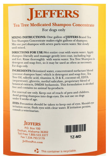Jeffers Pet Tea Tree (Melaleuca) Dog Shampoo, 128 Oz - Medicated Style Grooming Wash for Dogs, Coconut Based, Soap & Detergent Free, Wintergreen Scent, For Home, Travel & Professional Use