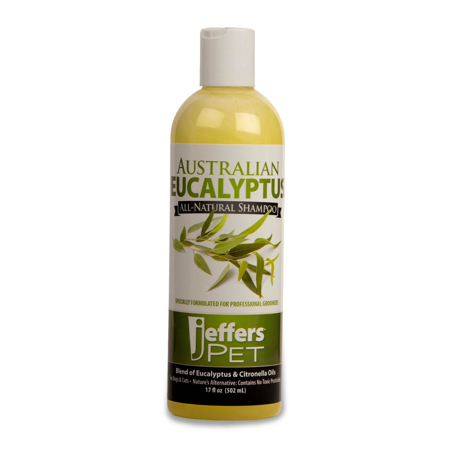 jeffers pet australian eucalyptus dog shampoo, 17 oz - natural botanical grooming wash with citronella & coconut base, deodorizing, soap & detergent free, concentrated, for dogs & puppies 6+ weeks