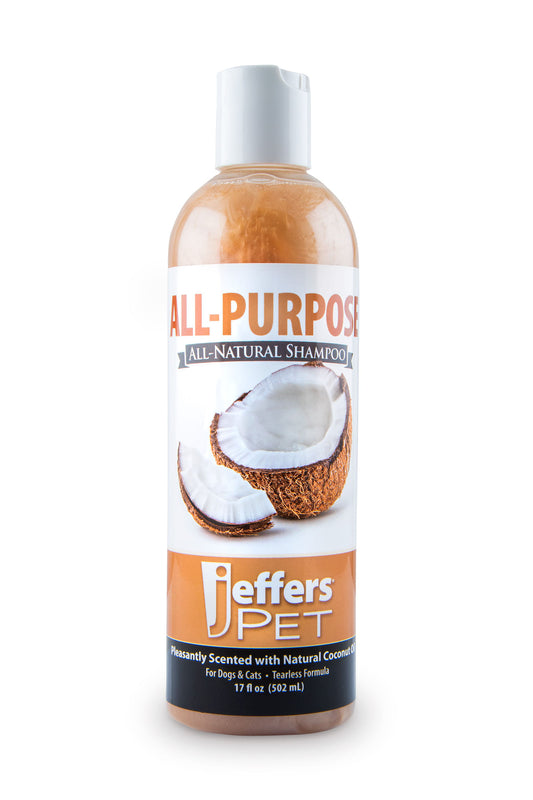 Jeffers Pet All Purpose Coconut Oil Conditioning Dog & Cat Shampoo, 17 oz – Deodorizing Grooming Wash, Coconut Based Soap Free Formula, Aloe Vera & Vitamin E, Concentrated pH Balanced Coat Cleanser