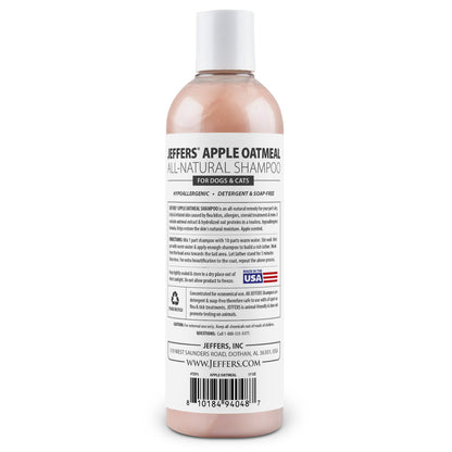 Jeffers Pet Apple Oatmeal Shampoo for Dogs & Cats, 17 oz - Gentle Coconut Based Formula w/ Colloidal Oat Protein, Soap Free, Deodorizing Apple Scent, Sensitive Skin, Puppies Kittens Grooming Care