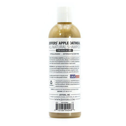 Jeffers Pet Apple Oatmeal Shampoo for Dogs & Cats, 17 oz - Gentle Coconut Based Formula w/ Colloidal Oat Protein, Soap Free, Deodorizing Apple Scent, Sensitive Skin, Puppies Kittens Grooming Care