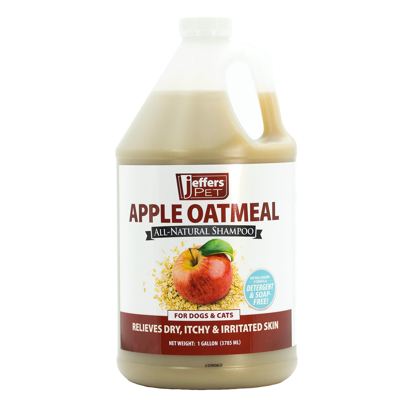 jeffers pet apple oatmeal shampoo for dogs & cats, 128 oz - gentle coconut based formula w/ colloidal oat protein, soap free, deodorizing apple scent, sensitive skin, puppies kittens grooming care