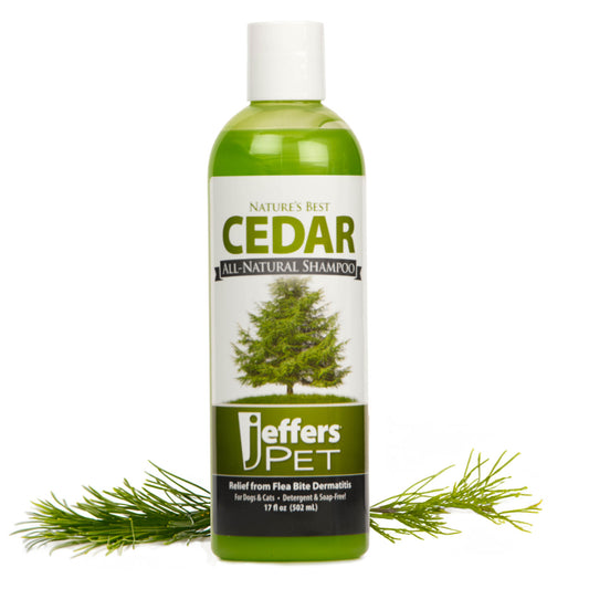 Jeffers Pet Nature's Best Cedar Shampoo for Dogs & Cats, 17 oz, Coconut Based Deodorizing Pet Shampoo, Soap & Detergent Free Grooming Bath Cleanser, with Cedar Oil, Aloe & Vitamin E, Made in USA