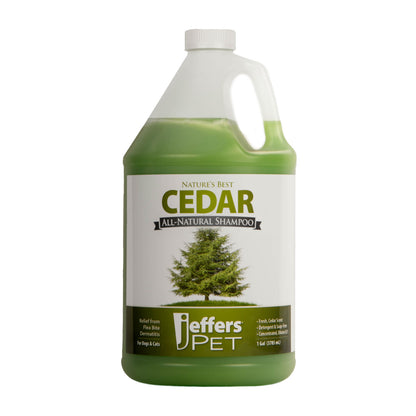 Jeffers Pet Nature's Best Cedar Shampoo for Dogs & Cats, 128 oz, Coconut Based Deodorizing Pet Shampoo, Soap & Detergent Free Grooming Bath Cleanser, with Cedar Oil, Aloe & Vitamin E, Made in USA