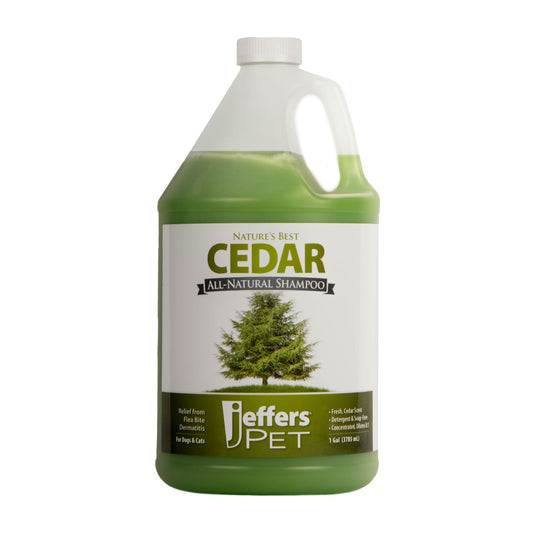 Jeffers Pet Nature's Best Cedar Shampoo for Dogs & Cats, 128 oz, Coconut Based Deodorizing Pet Shampoo, Soap & Detergent Free Grooming Bath Cleanser, with Cedar Oil, Aloe & Vitamin E, Made in USA