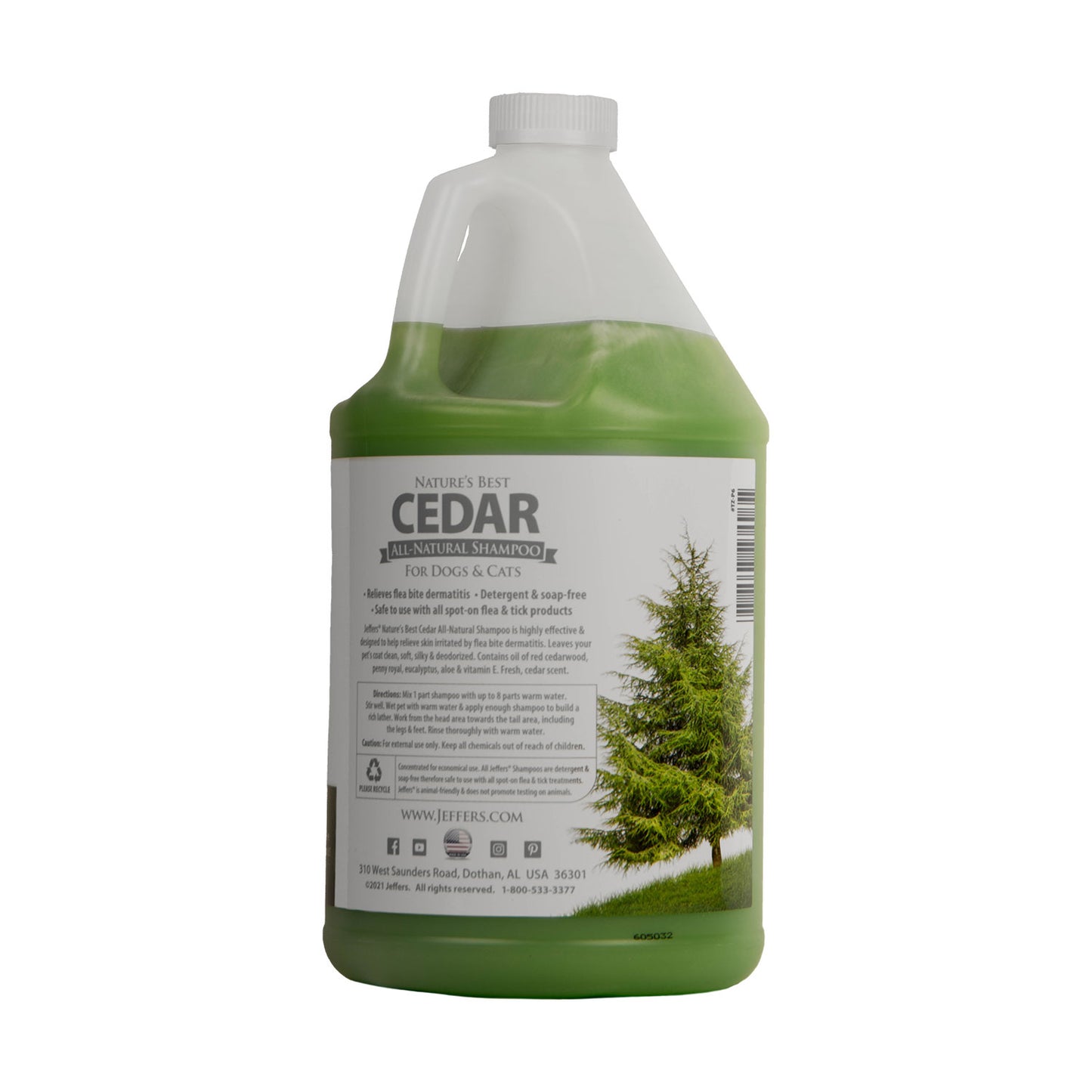 jeffers pet nature's best cedar shampoo for dogs & cats, 128 oz, coconut based deodorizing pet shampoo, soap & detergent free grooming bath cleanser, with cedar oil, aloe & vitamin e, made in usa