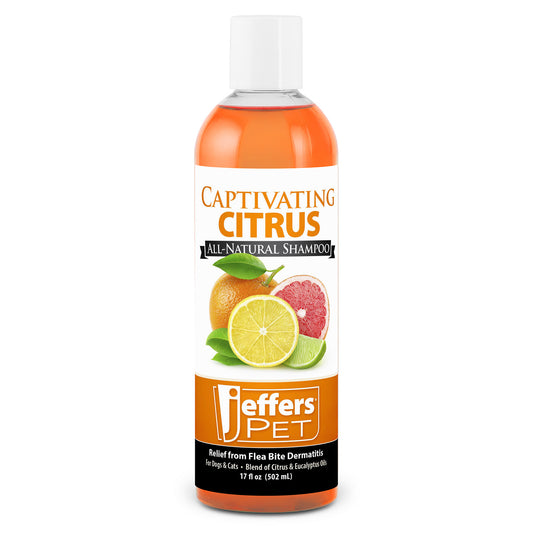 Jeffers Pet Captivating Citrus Dog & Cat Shampoo, 17 oz – Deodorizing Grooming Wash, Citrus Based Soap Free Formula w/ D-Limonene, Aloe Vera, Eucalyptus & Coconut Oil, Concentrated Pet Coat Cleanser