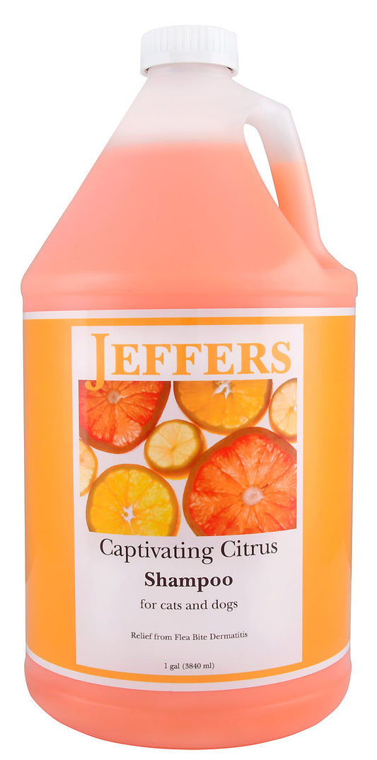 Jeffers Pet Captivating Citrus Dog & Cat Shampoo, 128 oz – Deodorizing Grooming Wash, Citrus Based Soap Free Formula w/ D-Limonene, Aloe Vera, Eucalyptus & Coconut Oil, Concentrated Pet Coat Cleanser