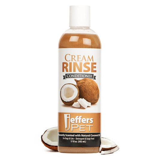 Jeffers Pet Cream Rinse Conditioner for Dogs & Cats, 17 oz - Coconut Oil Based Pet Conditioner for Detangling, Soft Coat & Static Control, Concentrated Soap Free Formula for Sensitive Skin, USA Made