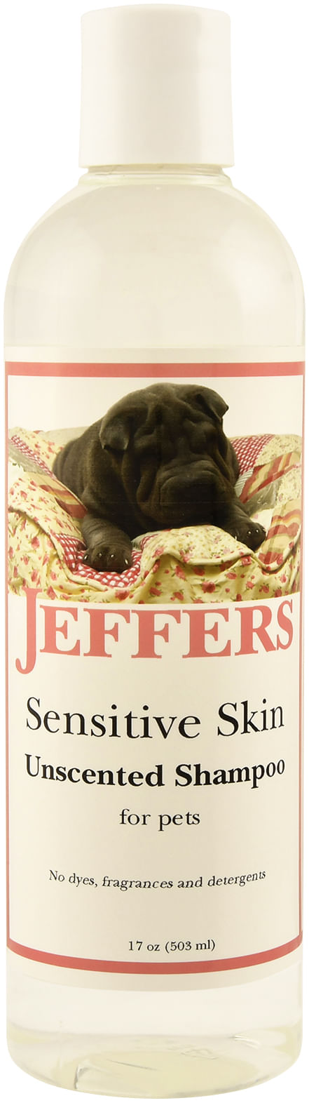 Jeffers Pet Sensitive Skin Unscented Shampoo for Dogs & Cats, 17 oz - Soap Free Cleansing Pet Shampoo for Allergy Prone Skin with Moisturizing Conditioners, Deodorizing Grooming Wash, USA Made