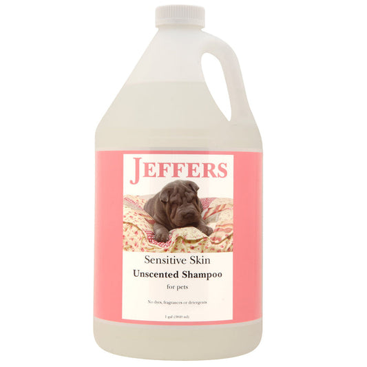Jeffers Pet Sensitive Skin Unscented Shampoo for Dogs & Cats, 128 oz - Soap Free Cleansing Pet Shampoo for Allergy Prone Skin with Moisturizing Conditioners, Deodorizing Grooming Wash, USA Made
