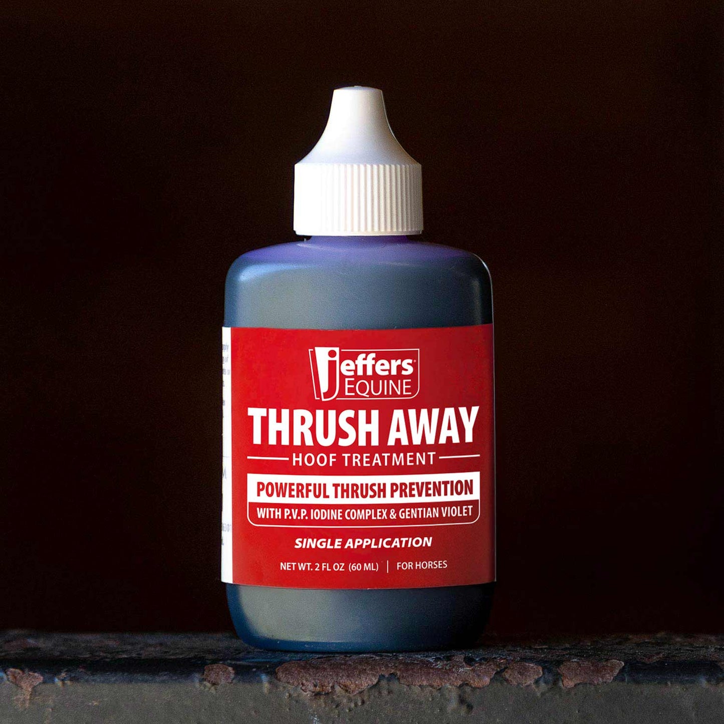 jeffers equine thrush away 2 oz iodine hoof treatment for horses – thrush care for frog & white line, suitable for pads, stable, ranch & farm hoof maintenance, wet & dry conditions, usa made