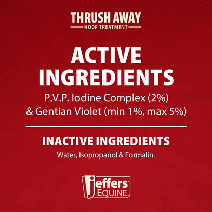 Jeffers Equine Thrush Away 2 oz Iodine Hoof Treatment for Horses – Thrush Care for Frog & White Line, Suitable for Pads, Stable, Ranch & Farm Hoof Maintenance, Wet & Dry Conditions, USA Made