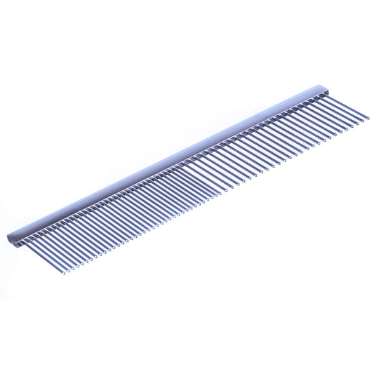 Jeffers Flat Back Pet Grooming Comb – Chrome Plated Steel Comb with Fine & Coarse Teeth for Dogs, Cats, Puppies – Detangling, Deshedding, Dematting Tool for Long or Short Hair - 7.5" L, 1" Teeth