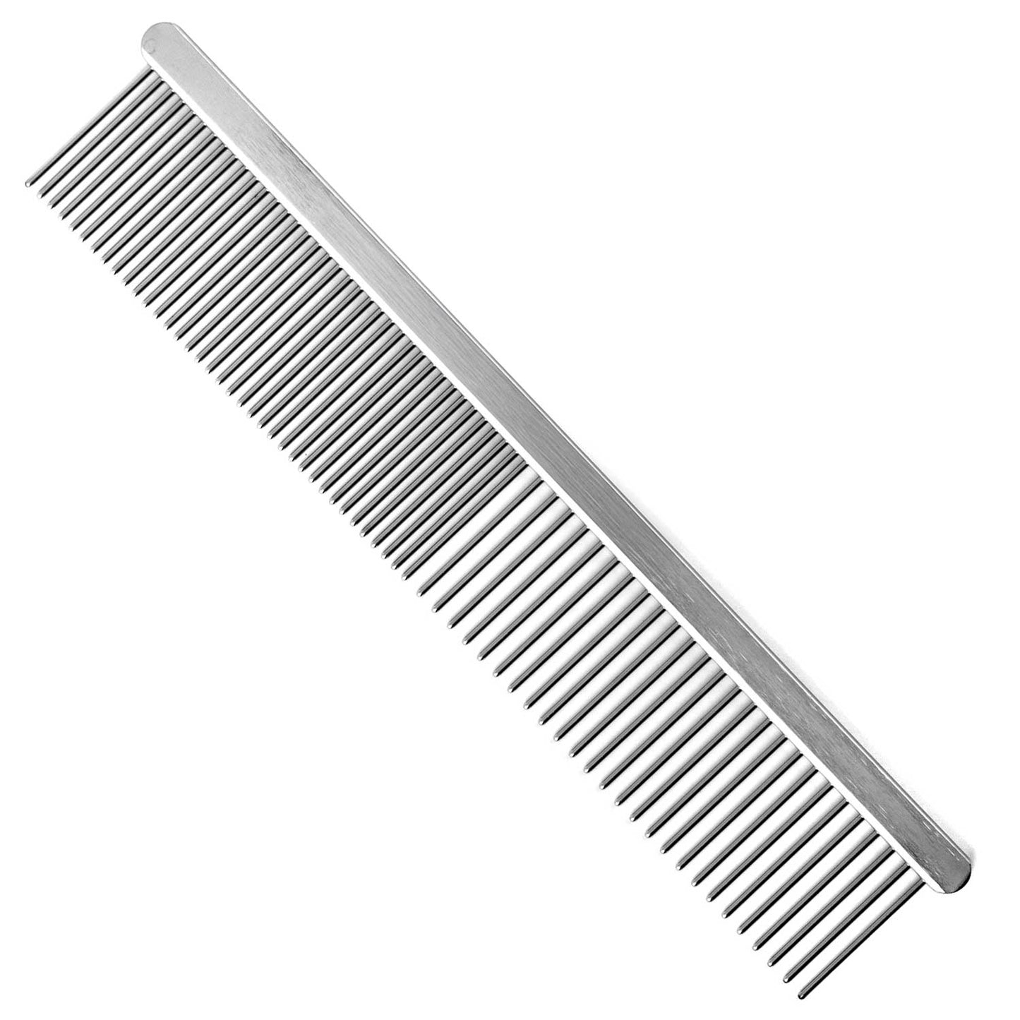 jeffers flat back pet grooming comb – chrome plated steel comb with fine & coarse teeth for dogs, cats, puppies – detangling, deshedding, dematting tool for long or short hair - 7.5" l, 1" teeth