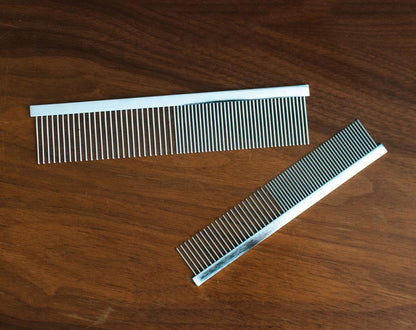 Jeffers Flat Back Pet Grooming Comb – Chrome Plated Steel Comb with Fine & Coarse Teeth for Dogs, Cats, Puppies – Detangling, Deshedding, Dematting Tool for Long or Short Hair - 7.5" L, 1-1/4" teeth