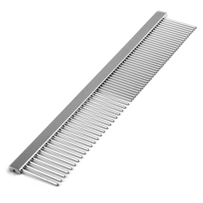 Jeffers Flat Back Pet Grooming Comb – Chrome Plated Steel Comb with Fine & Coarse Teeth for Dogs, Cats, Puppies – Detangling, Deshedding, Dematting Tool for Long or Short Hair - 6" L, 7/8" Teeth