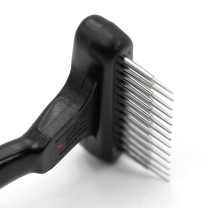 Jeffers Pet Magic Spring Undercoat Rake for Dogs & Cats, Pet Deshedding Brush, Undercoat Hair Removal Rake, Grooming Tool for Detangling, Removing Fur & Mats, Red Black Handle - Single Row 13 Pins