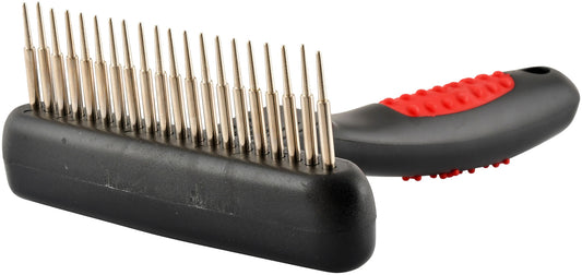 Jeffers Pet Magic Spring Undercoat Rake for Dogs & Cats, Pet Deshedding Brush, Undercoat Hair Removal Rake, Grooming Tool for Detangling, Removing Fur & Mats, Red Black Handle - Single Row 20 Pins