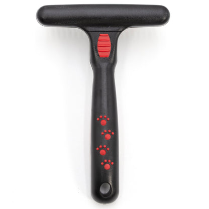 Jeffers Pet Magic Spring Undercoat Rake for Dogs & Cats, Pet Deshedding Brush, Undercoat Hair Removal Rake, Grooming Tool for Detangling, Removing Fur & Mats, Red Black Handle - Single Row 20 Pins