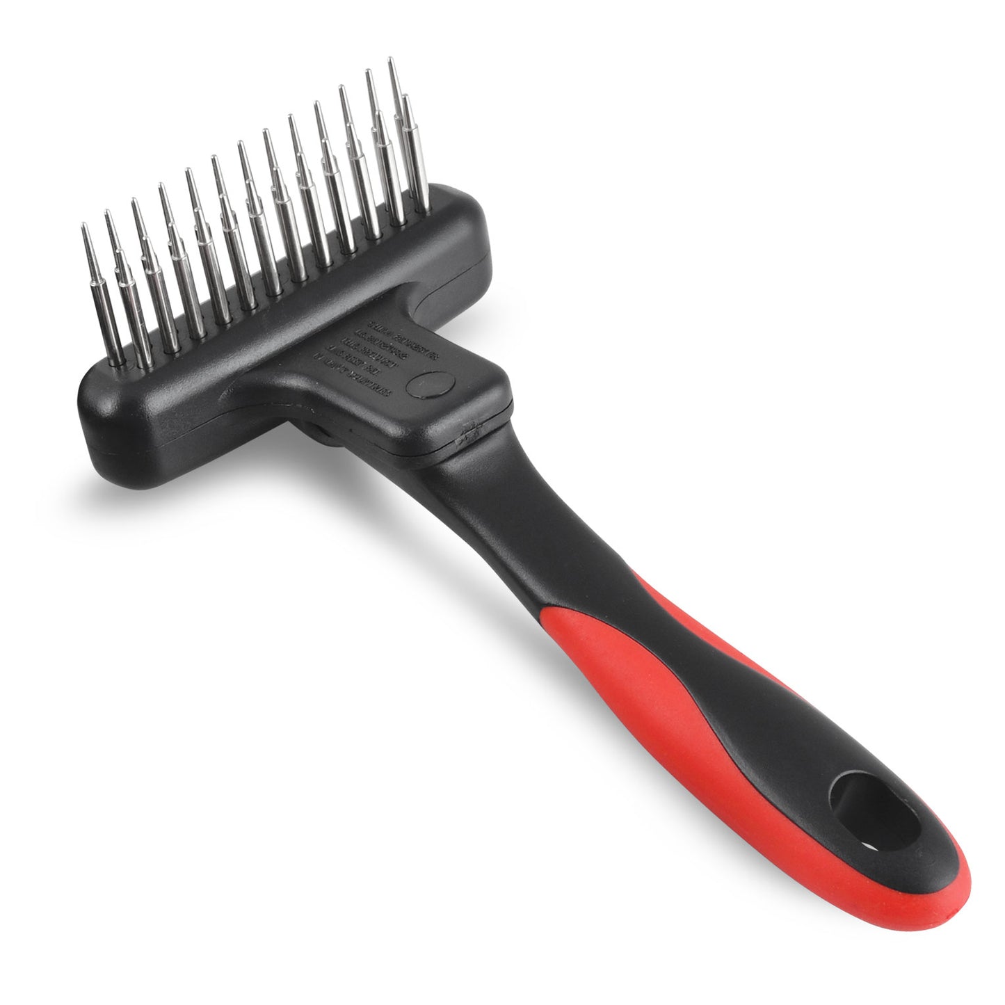 jeffers pet magic spring undercoat rake for dogs & cats - undercoat hair removal rake, grooming tool for detangling, removing fur & mats, red black handle - double row 13 long pins & 12 short pins