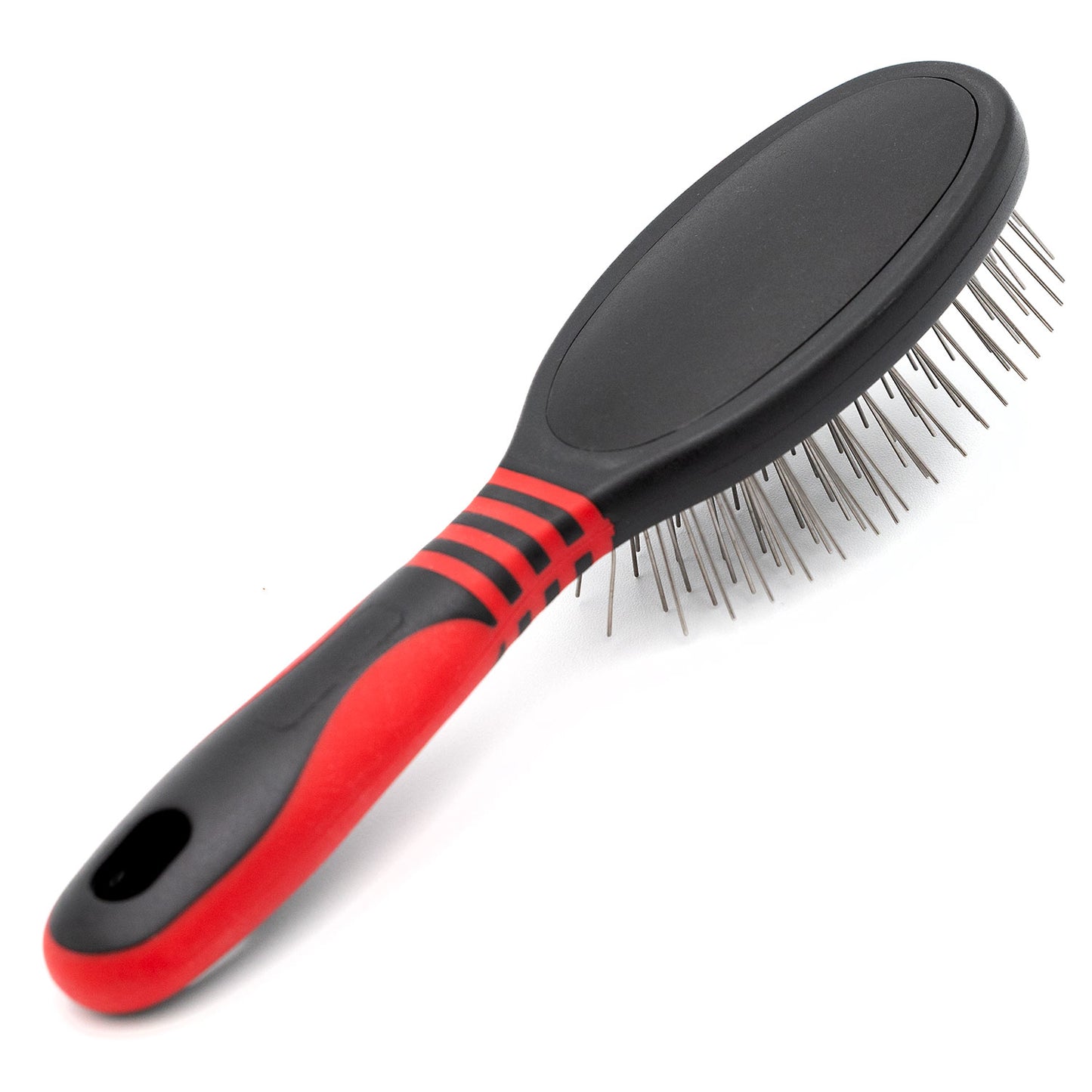jeffers pet single sided pin brush for dogs cats horses, patented pin pad, durable bristles, detangling grooming brush for medium to long hair, smooth finish, tangle free coat, travel size - medium