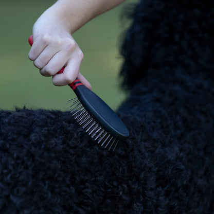 Jeffers Pet Single Sided Pin Brush for Dogs Cats Horses, Patented Pin Pad, Durable Bristles, Detangling Grooming Brush for Medium to Long Hair, Smooth Finish, Tangle Free Coat, Travel Size - Medium
