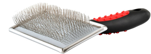 Jeffers Pet Non Slip Slicker Grooming Brush – Soft Flexible Pins, Red & Black Handle. Detangling Grooming Tool for Dogs & Cats w/ Short, Long, Thick & Curly Coats, Easy Storage, Travel Size - Large